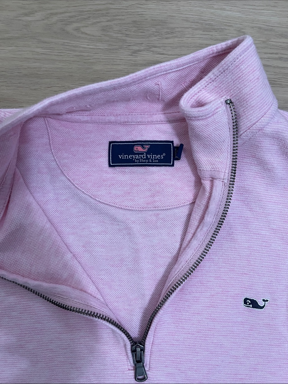 Vineyard Vines Men's Light Pink Quarter-Zip Sweater - Picture 2 of 4